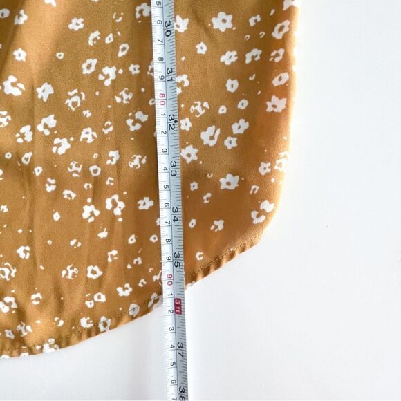 Monk & Lou Dress Floral Shift Mustard 3/4 Cuffed Sleeve Women's S - Picture 9 of 10